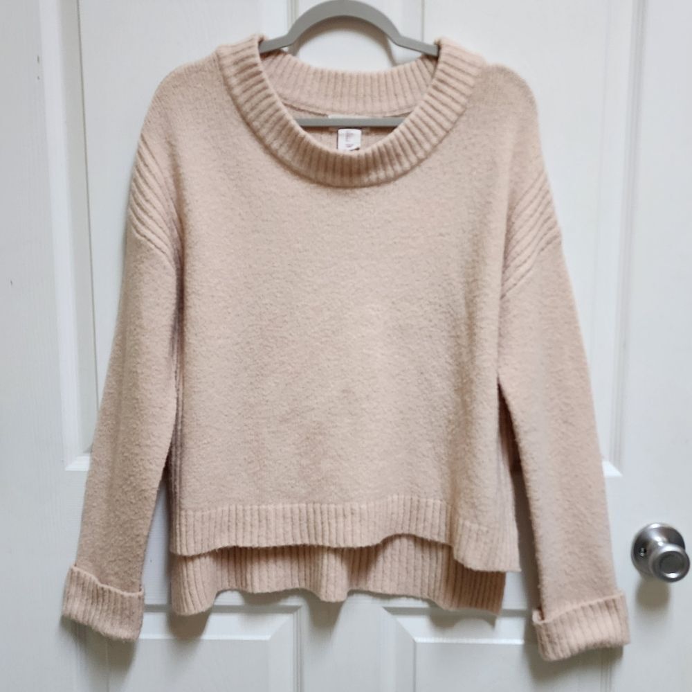 Shrinking Violet Womens L Pink Alpaca Blend Crew Long Sleeve Sweater Soft Fuzzy
